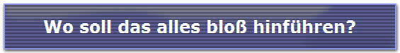 Wo soll das alles blo� hinf�hren?